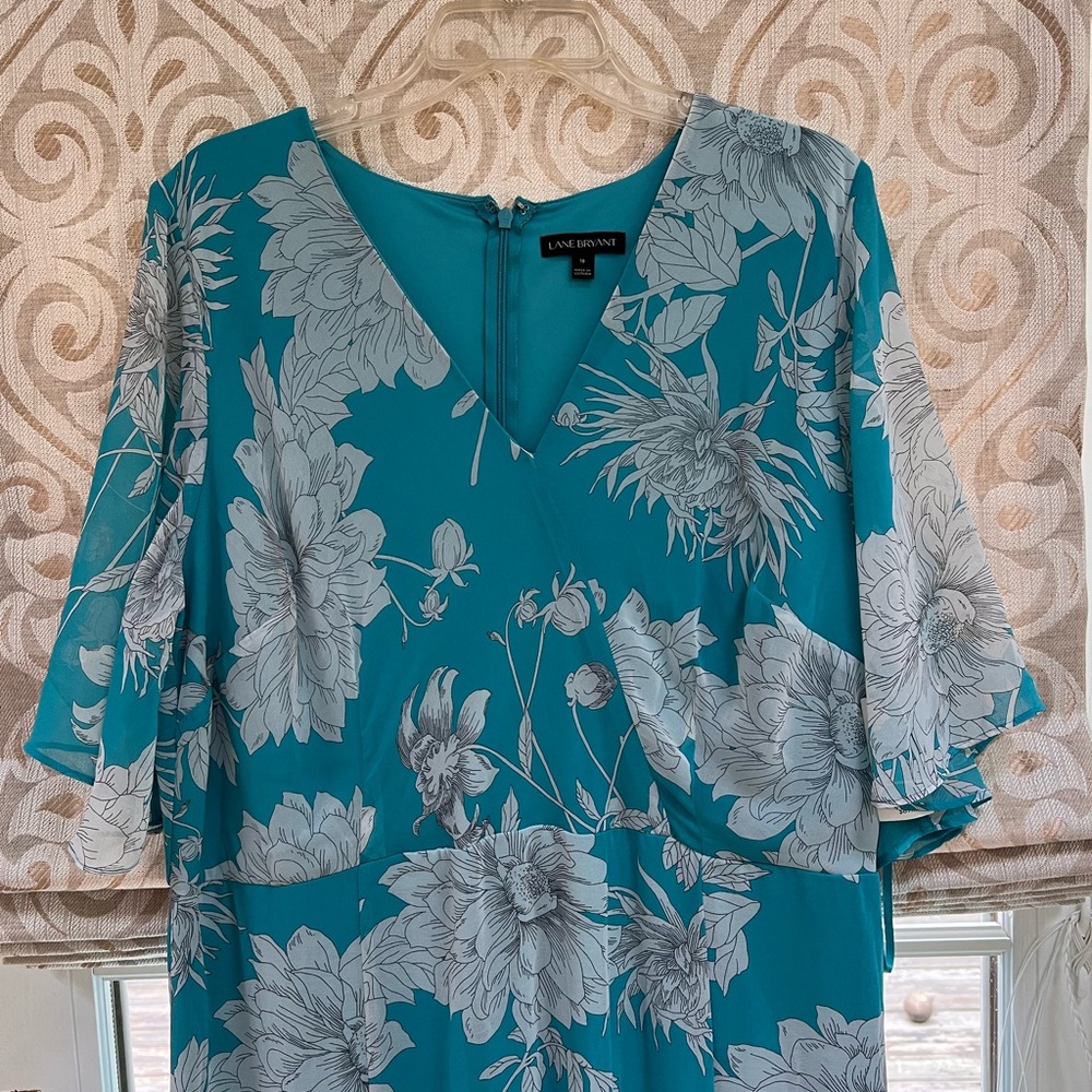 Lane Bryant Turqouise with white floral maxi dress - final reduction